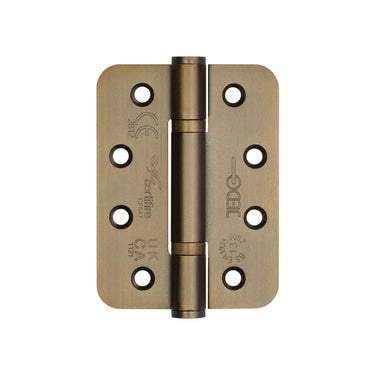 Frelan Hardware - Certifire Stainless Steel Radiused Polymer Bearing Hinges - 3 Knuckle - Grade 13 - 102mm x 76mm; #finish_antique-brass
