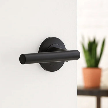 Frelan Hardware - Jedo Petra Door Handles on Rose - Pair; #finish_black