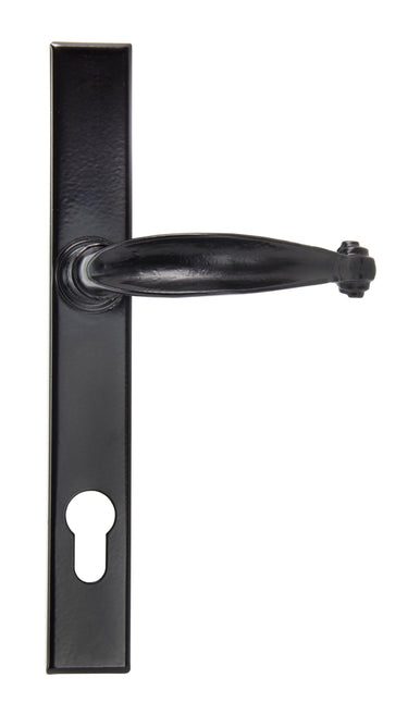 From The Anvil's Black Cottage Slimline Lever Espag. Lock Set; #finish_black