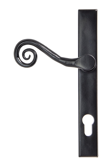 From The Anvil's Black Monkeytail Slimline Lever Espag. Lock Set; #finish_black