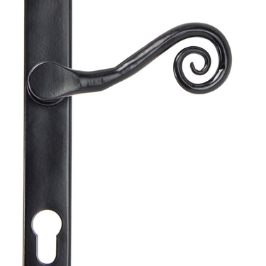 From The Anvil's Black Monkeytail Slimline Lever Espag. Lock Set; #finish_black