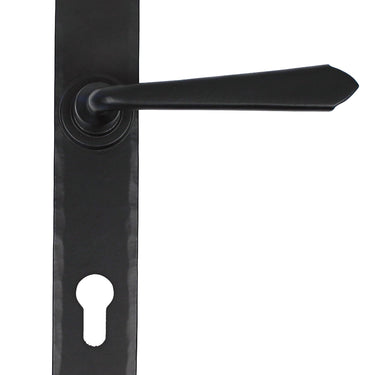 From The Anvil's Black Cromwell Lever Espag. Lock Set; #finish_black