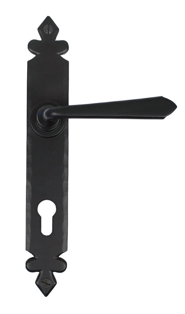 From The Anvil's Black Cromwell Lever Espag. Lock Set; #finish_black