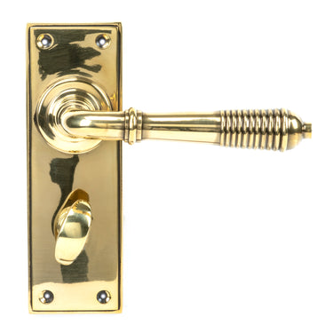 From The Anvil's Aged Brass Reeded Lever Bathroom Set; #finish_aged-brass