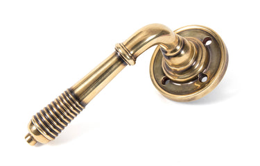 From The Anvil's Aged Brass Reeded Lever on Rose Set; #finish_aged-brass