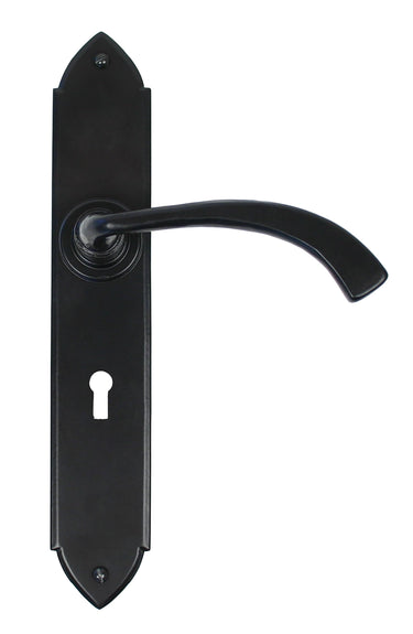 From The Anvil's Black Gothic Curved Lever Lock Door Handles; #finish_black