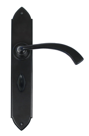 From The Anvil's Black Gothic Curved Lever Bathroom Door Handles; #finish_black
