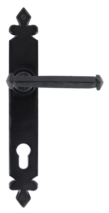 From The Anvil's Black Tudor Lever Espag. Lock Set; #finish_black