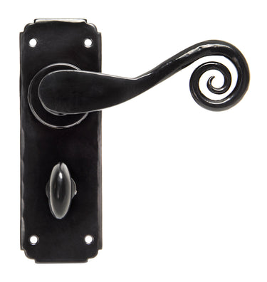 From The Anvil's Black Monkeytail Lever Bathroom Door Handles; #finish_black