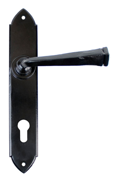 From The Anvil's Black Gothic Lever Espag. Lock Set; #finish_black