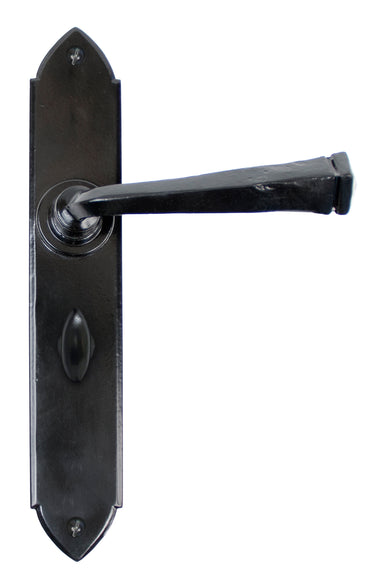 From The Anvil's Black Gothic Lever Bathroom Door Handles; #finish_black