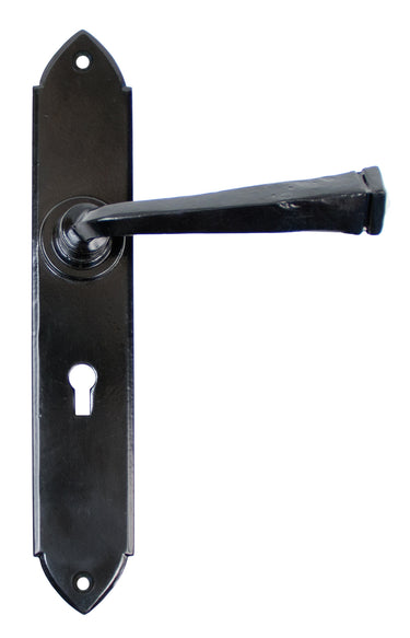 From The Anvil's Black Gothic Lever Lock Door Handles; #finish_black