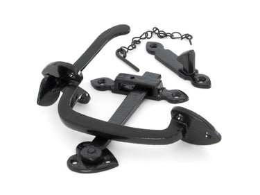 From The Anvil's Black Black Cast Thumblatch Set with Chain; #finish_black