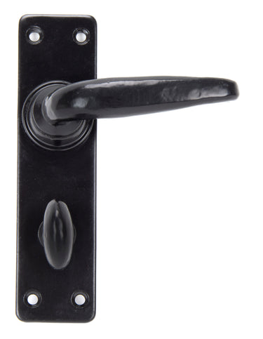 From The Anvil's Black Smooth Lever Bathroom Door Handles; #finish_black