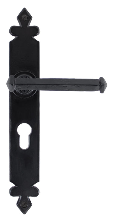 From The Anvil's Black Tudor Lever Euro Lock Door Handles; #finish_black