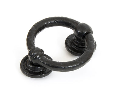 From The Anvil's Black 4" Ring Door Knocker; #finish_black