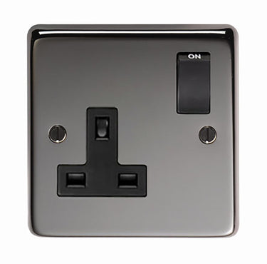 From The Anvil's Black Nickel 13 Amp Switched Socket; #finish_black-nickel