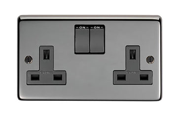 From The Anvil's Black Nickel 13 Amp Switched Socket; #finish_black-nickel