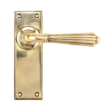 From The Anvil's Aged Brass Hinton Lever Latch Door Handles; #finish_aged-brass