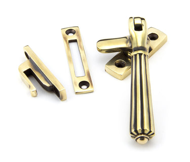 From The Anvil's Aged Brass Locking Hinton Fastener; #finish_aged-brass