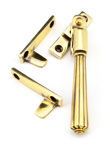 From The Anvil's Aged Brass Night-Vent Locking Hinton Fastener; #finish_aged-brass