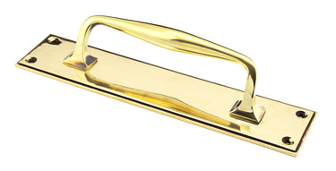 From The Anvil's Aged Brass Art Deco Pull Handle on Backplate; #finish_aged-brass