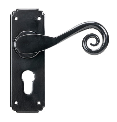 From The Anvil's Black Monkeytail Lever Euro Lock Door Handles; #finish_black