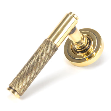 From The Anvil's Aged Brass Brompton Lever on Rose Set (Sprung); #finish_aged-brass