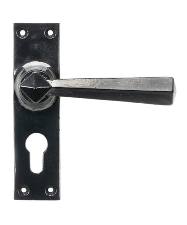 From The Anvil's Black Straight Lever Euro Lock Door Handles; #finish_black