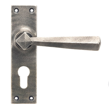 From The Anvil's Antique Pewter Straight Lever Euro Lock Door Handles; #finish_antique-pewter