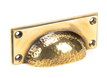 From The Anvil's Aged Brass Hammered Art Deco Drawer Pull; #finish_aged-brass