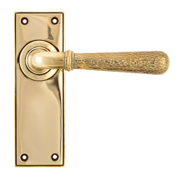From The Anvil's Aged Brass Hammered Newbury Lever Latch Door Handles; #finish_aged-brass