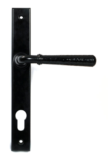 From The Anvil's Black Hammered Newbury Slimline Espag. Lock Set; #finish_black