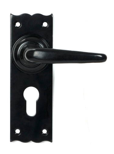 From The Anvil's Black Oak Lever Euro Lock Door Handles; #finish_black