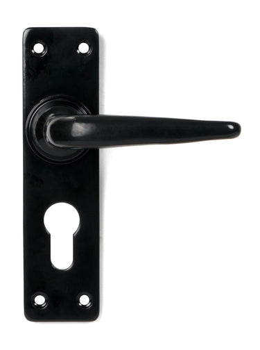 From The Anvil's Black Smooth Lever Euro Lock Door Handles; #finish_black