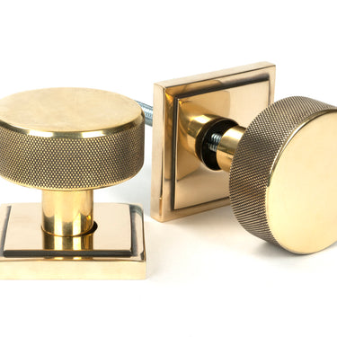 From The Anvil's Aged Brass Brompton Mortice/Rim Knob Set; #finish_aged-brass