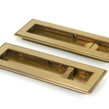 From The Anvil's Aged Brass Art Deco Rectangular Pull - Privacy Set; #finish_aged-brass