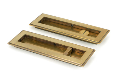 From The Anvil's Aged Brass Art Deco Rectangular Pull - Privacy Set; #finish_aged-brass