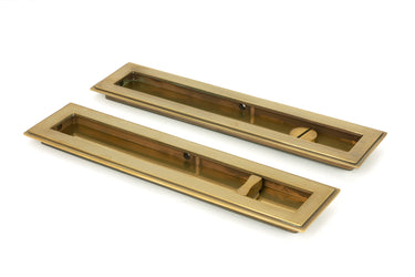 From The Anvil's Aged Brass Art Deco Rectangular Pull - Privacy Set; #finish_aged-brass