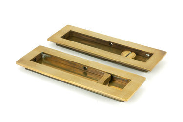 From The Anvil's Aged Brass Plain Rectangular Pull - Privacy Set; #finish_aged-brass