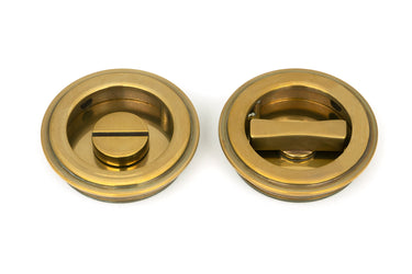 From The Anvil's Aged Brass Art Deco Round Pull - Privacy Set; #finish_aged-brass