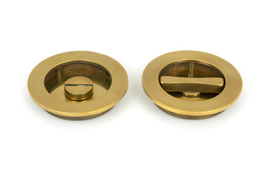 From The Anvil's Aged Brass Plain Round Pull - Privacy Set; #finish_aged-brass