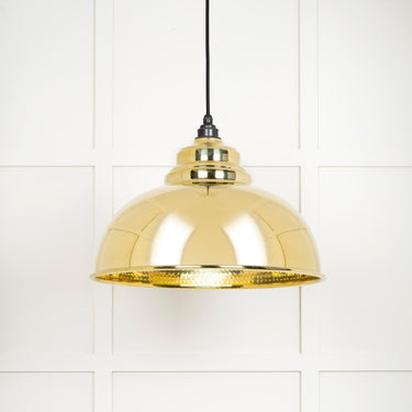 From The Anvil's Hammered Brass Hammered Brass Harborne Pendant; #colour_bare