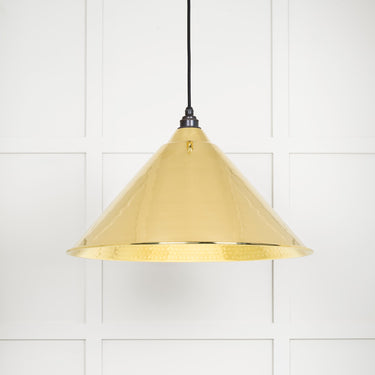 From The Anvil's Hammered Brass Hammered Brass Hockley Pendant; #colour_bare