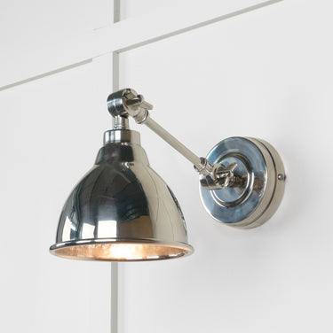 From The Anvil's Hammered Nickel Hammered Nickel Brindley Wall Light; #finish_bare