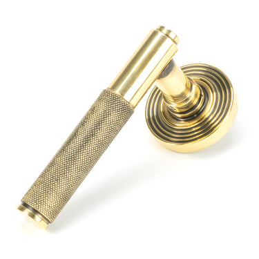 From The Anvil's Aged Brass Brompton Lever on Rose Set (Unsprung); #finish_aged-brass