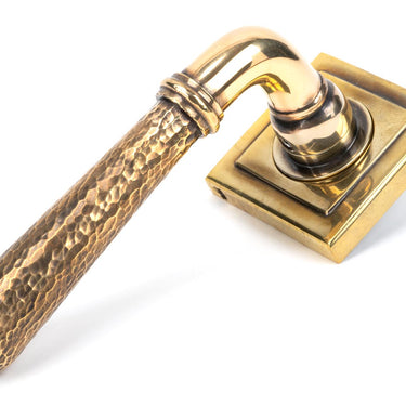 From The Anvil's Aged Brass Hammered Newbury Lever on Rose Set (Unsprung); #finish_aged-brass
