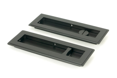 From The Anvil's Matt Black Art Deco Rectangular Pull - Privacy Set; #finish_matt-black