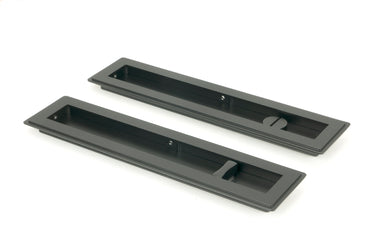 From The Anvil's Matt Black Art Deco Rectangular Pull - Privacy Set; #finish_matt-black