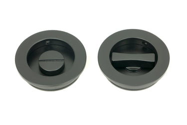 From The Anvil's Matt Black Plain Round Pull - Privacy Set; #finish_matt-black